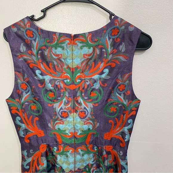 Anthropologie‎ Pankaj & Nidhi Octave Floral Embroidered Applique Mini Dress Sz 4 - Picture 7 of 7